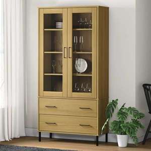 vidaXL Bibliotecă cu picioare metalice OSLO, maro, 85x35x172, 5 cm lemn imagine