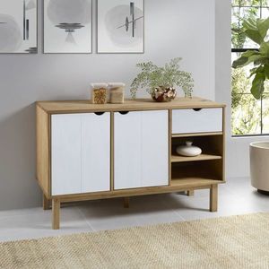 vidaXL Servantă OTTA, maro și alb, 114x43x73, 5 cm, lemn masiv de pin imagine