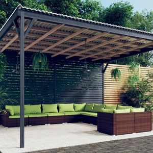 vidaXL Set mobilier de grădină cu perne, 10 piese, maro, poliratan imagine