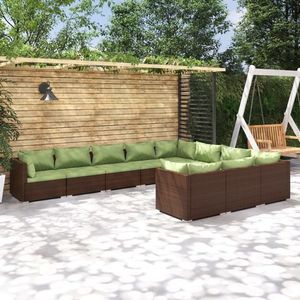 vidaXL Set mobilier de grădină cu perne, 10 piese, maro, poliratan imagine