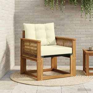 vidaXL Canapea Medie pentru Exterior Lemn solid de Acacia și Textilene imagine
