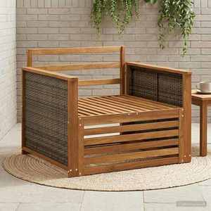 vidaXL Canapea Medie pentru Exterior Lemn Solid de Acacia natural imagine
