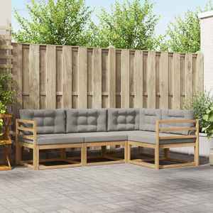 vidaXL Set de canapele de exterior 3 pcs Alb și gri deschis Poliester imagine