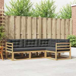 vidaXL Set de canapele de exterior 3 pcs Alb și antracit Poliester imagine