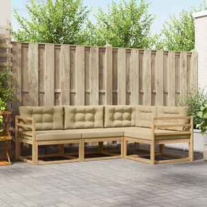 vidaXL Set de canapele de exterior cu pernă 3 pcs Alb și Bej Poliester imagine