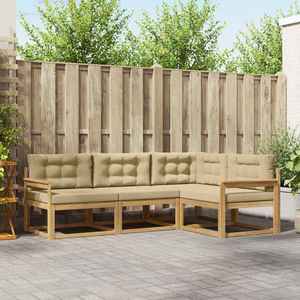 vidaXL Set de canapele de exterior cu pernă 3 pcs Alb și Bej Poliester imagine