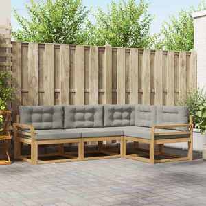 vidaXL Set de canapele de exterior 3 pcs Alb și gri deschis Poliester imagine