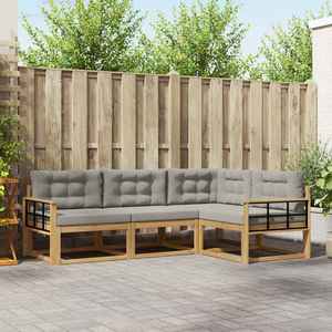 vidaXL Set de canapele de exterior 3 pcs Alb și gri deschis Poliester imagine