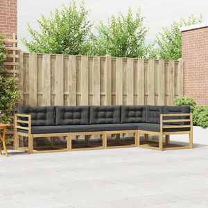 vidaXL Set de canapele de exterior 4 pcs Alb și antracit Poliester imagine