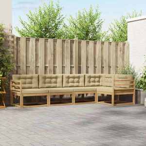 vidaXL Set de canapele de exterior cu pernă 4 pcs Alb și Bej Poliester imagine