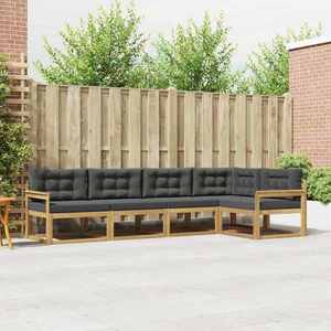 vidaXL Set de canapele de exterior 4 pcs Alb și antracit Poliester imagine