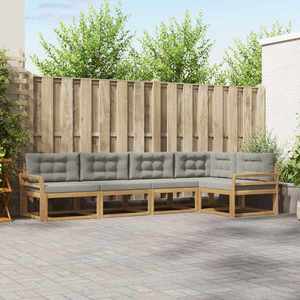 vidaXL Set de canapele de exterior 4 pcs Alb și gri deschis Poliester imagine