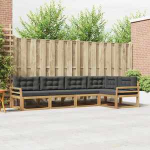 vidaXL Set de canapele de exterior 4 pcs Alb și antracit Poliester imagine