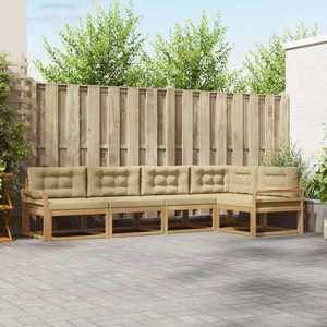 vidaXL Set de canapele de exterior cu pernă 4 pcs Alb și Bej Poliester imagine