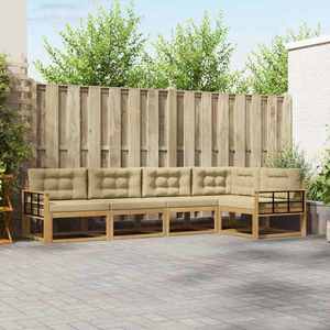 vidaXL Set de canapele de exterior cu pernă 4 pcs Alb și Bej Poliester imagine