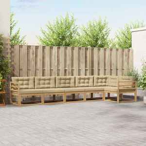 vidaXL Set de canapele de exterior cu pernă 4 pcs Alb și Bej Poliester imagine