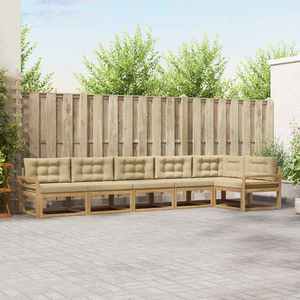 vidaXL Set de canapele de exterior cu pernă 4 pcs Alb și Bej Poliester imagine