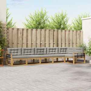 vidaXL Set de canapele de exterior 4 pcs Alb și gri deschis Poliester imagine