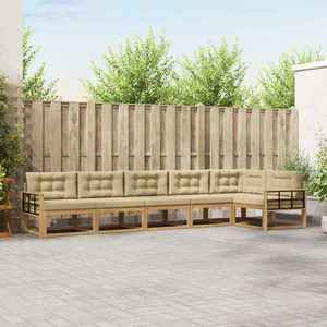vidaXL Set de canapele de exterior cu pernă 4 pcs Alb și Bej Poliester imagine