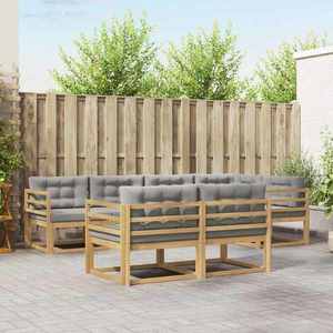 vidaXL Set de canapele de exterior 6 pcs Alb și gri deschis Poliester imagine