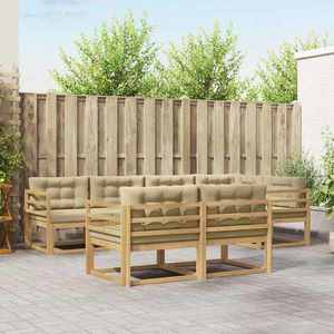 vidaXL Set de canapele de exterior cu pernă 6 pcs Alb și Bej Poliester imagine