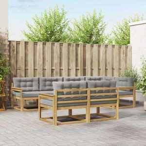 vidaXL Set de canapele de exterior 6 pcs Alb și gri deschis Poliester imagine