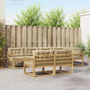 vidaXL Set de canapele de exterior cu pernă 6 pcs Alb și Bej Poliester imagine