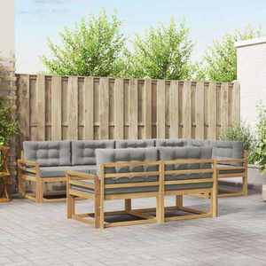 vidaXL Set de canapele de exterior 6 pcs Alb și gri deschis Poliester imagine