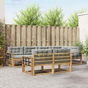 vidaXL Set de canapele de exterior 6 pcs Alb și gri deschis Poliester imagine
