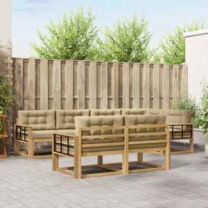 vidaXL Set de canapele de exterior cu pernă 6 pcs Alb și Bej Poliester imagine