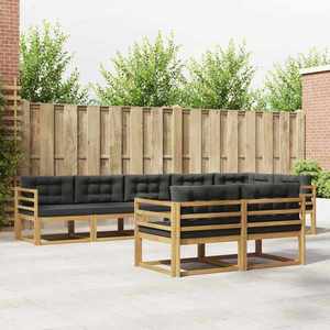 vidaXL Set de canapele de exterior 6 pcs Alb și antracit Poliester imagine