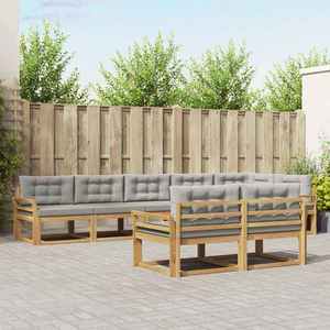 vidaXL Set de canapele de exterior 6 pcs Alb și gri deschis Poliester imagine