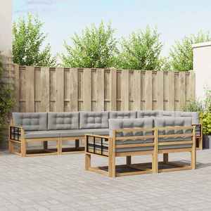 vidaXL Set de canapele de exterior 6 pcs Alb și gri deschis Poliester imagine