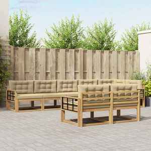 vidaXL Set de canapele de exterior cu pernă 6 pcs Alb și Bej Poliester imagine
