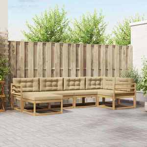 vidaXL Set de canapele de exterior cu pernă 5 pcs Alb și Bej Poliester imagine