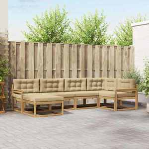 vidaXL Set de canapele de exterior cu pernă 5 pcs Alb și Bej Poliester imagine