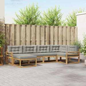 vidaXL Set de canapele de exterior 5 pcs Alb și gri deschis Poliester imagine