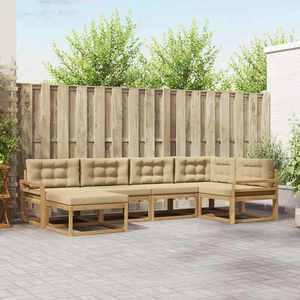 vidaXL Set de canapele de exterior cu pernă 5 pcs Alb și Bej Poliester imagine