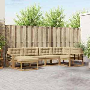 vidaXL Set de canapele de exterior cu pernă 5 pcs Alb și Bej Poliester imagine