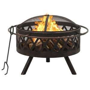 vidaXL Vatră de foc rustică, cu vătrai, 76 cm, oțel, XXL imagine