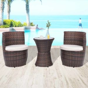 vidaXL Set mobilier bistro, 3 piese, maro, poliratan imagine