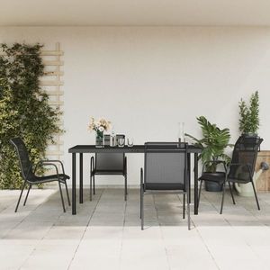 vidaXL Set mobilier de grădină, 5 piese, negru, oțel și textilenă imagine