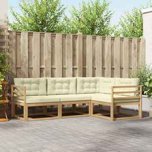 vidaXL Set de canapele de exterior 3 pcs Alb și crem Poliester imagine