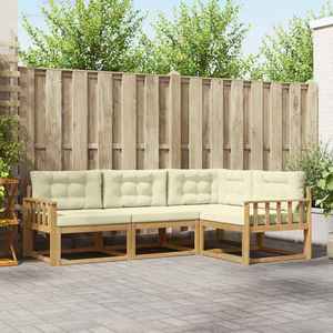 vidaXL Set de canapele de exterior 3 pcs Alb și crem Poliester imagine