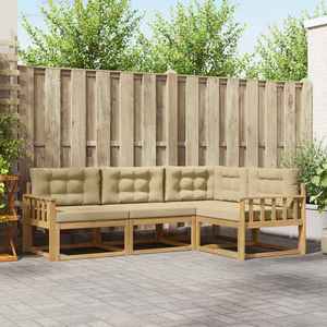vidaXL Set de canapele de exterior cu pernă 3 pcs Alb și Bej Poliester imagine