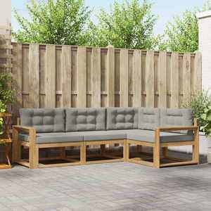 vidaXL Set de canapele de exterior 3 pcs Alb și gri deschis Poliester imagine