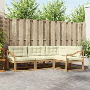 vidaXL Set de canapele de exterior 3 pcs Alb și crem Poliester imagine