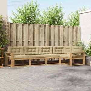 vidaXL Set de canapele de exterior cu pernă 4 pcs Alb și Bej Poliester imagine