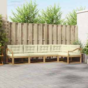 vidaXL Set de canapele de exterior 4 pcs Alb și crem Poliester imagine