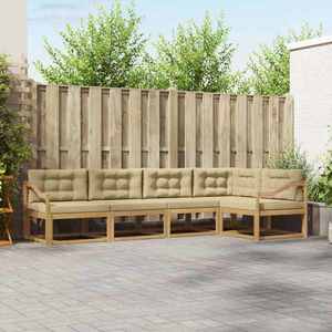 vidaXL Set de canapele de exterior cu pernă 4 pcs Alb și Bej Poliester imagine